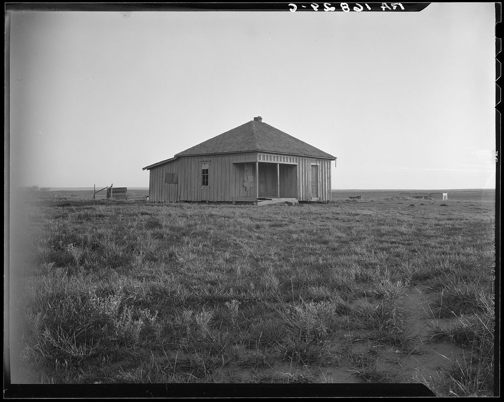 Abandoned house and land, Hall County, Texas. There were formerly twelve families employed on this land, now there are none.…