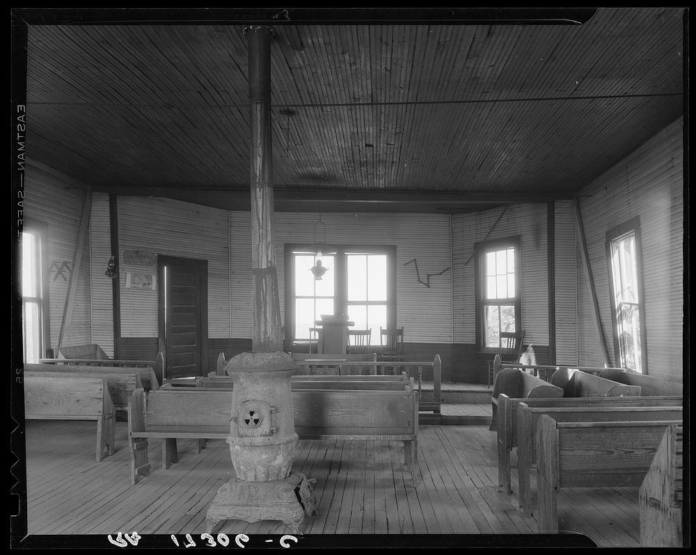 Interior of  church of the Mississippi Delta. Sourced from the Library of Congress.
