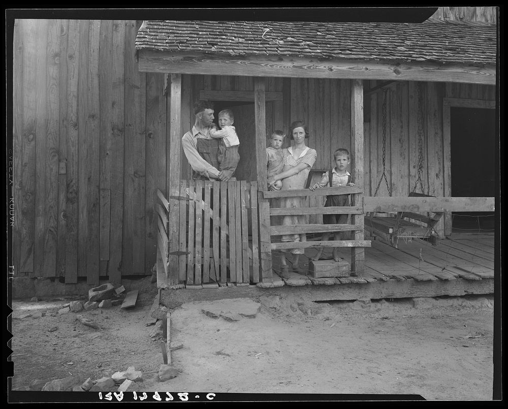 Tenant family with six children who are rural rehabilitation clients of the Farm Security Administration. Greene County…
