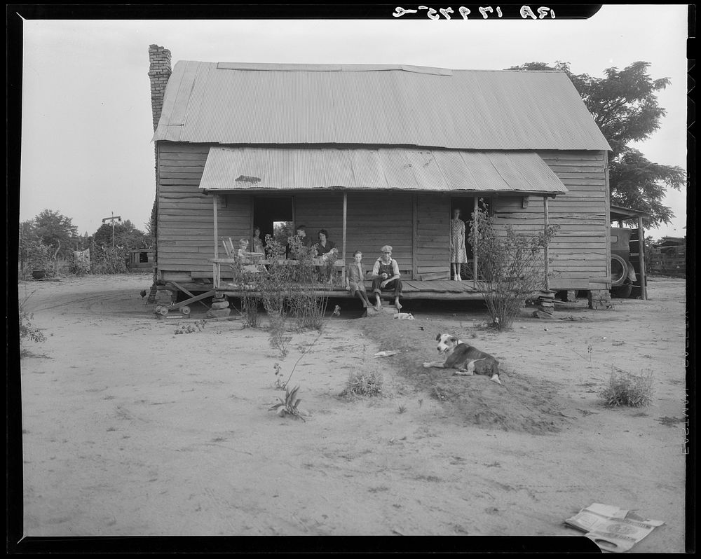 Landless family of cotton sharecroppers, Macon County, Georgia. For their labor they receive half the crop they produce, and…