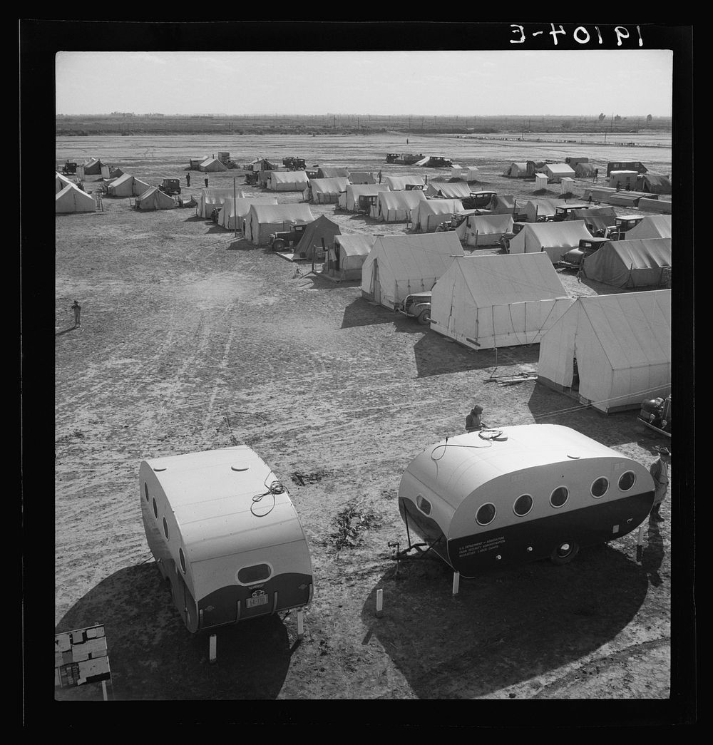 Farm Security Administration (FSA) migratory labor camp (emergency). This camp was established for the spring pea harvest.…