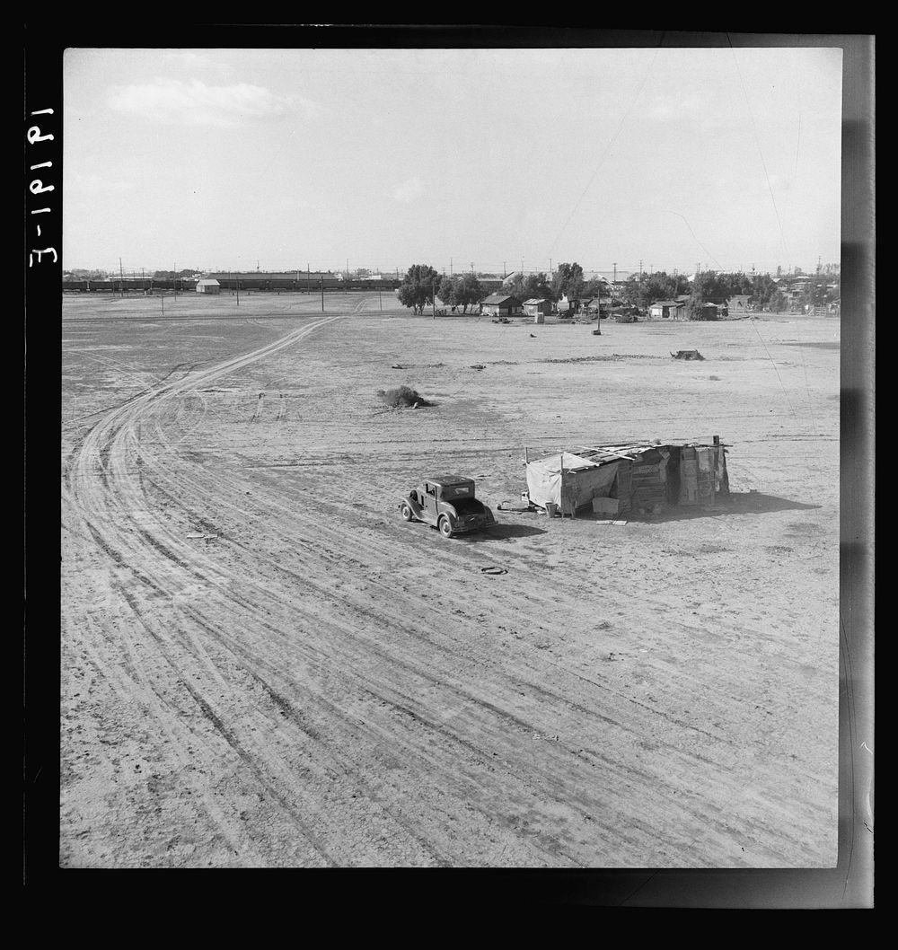 Home of Mexican family. Migratory workers. Across the road from the Farm Security Administration (FSA) migratory labor camp…