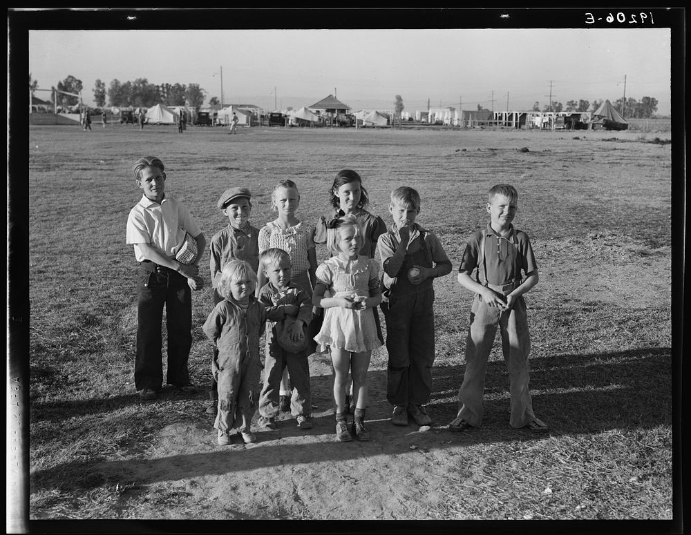 Children of migratory pea pickers in Brawley camp. California. See 19038 by Dorothea Lange