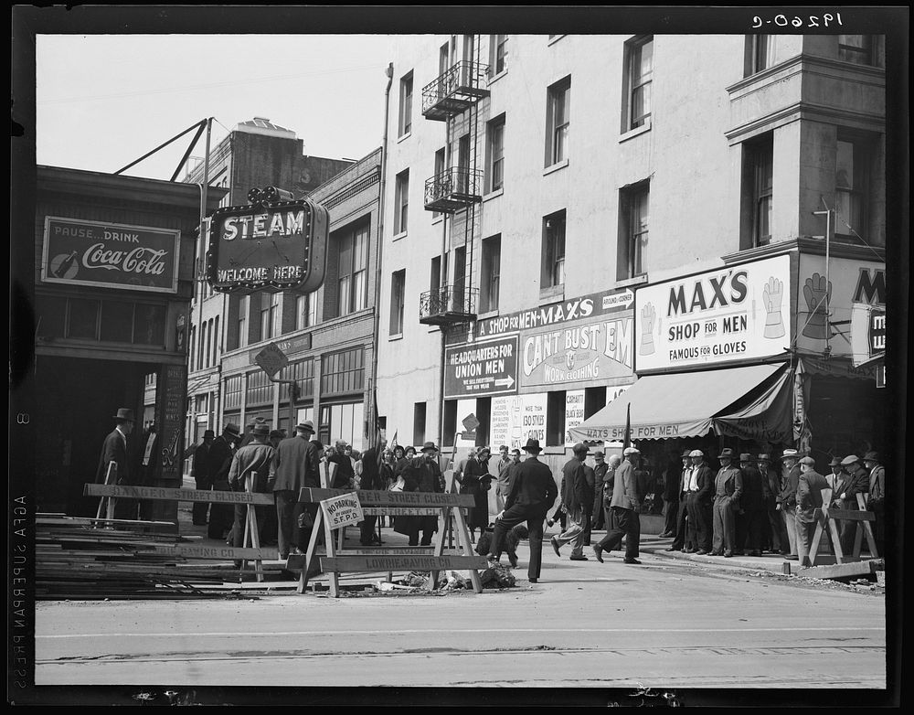 [Untitled photo, possibly related to: Salvation Army, San Francisco, California. General view of army and crowds]. Sourced…