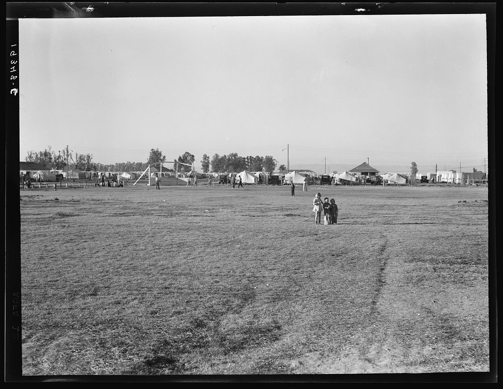 Farm Security Administration (FSA) migratory labor camp. Brawley, California. Plenty of space for children to play is…