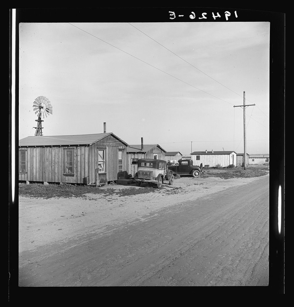 Rented cabins, ten dollars a month, in vicinity of Arkansawyers auto camp. Greenfield, Salinas Valley, California. Sourced…