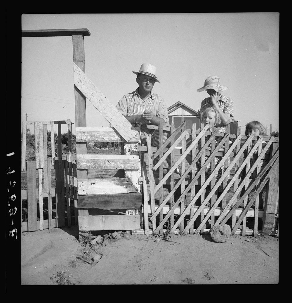 Highway City, California, near Fresno. See general caption. Family from Oklahoma; have been in California for six years…