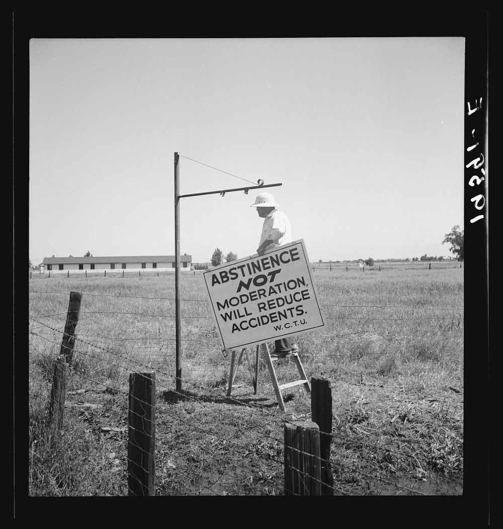 [Untitled photo, possibly related to: Near Hanford, California. See general caption. On U.S. 99. A member of the committee…