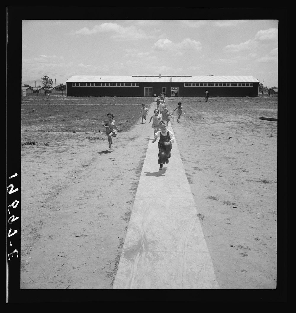 [Untitled photo, possibly related to: Farm Security Administration (FSA) camp at Farmersville. Nursery school children…
