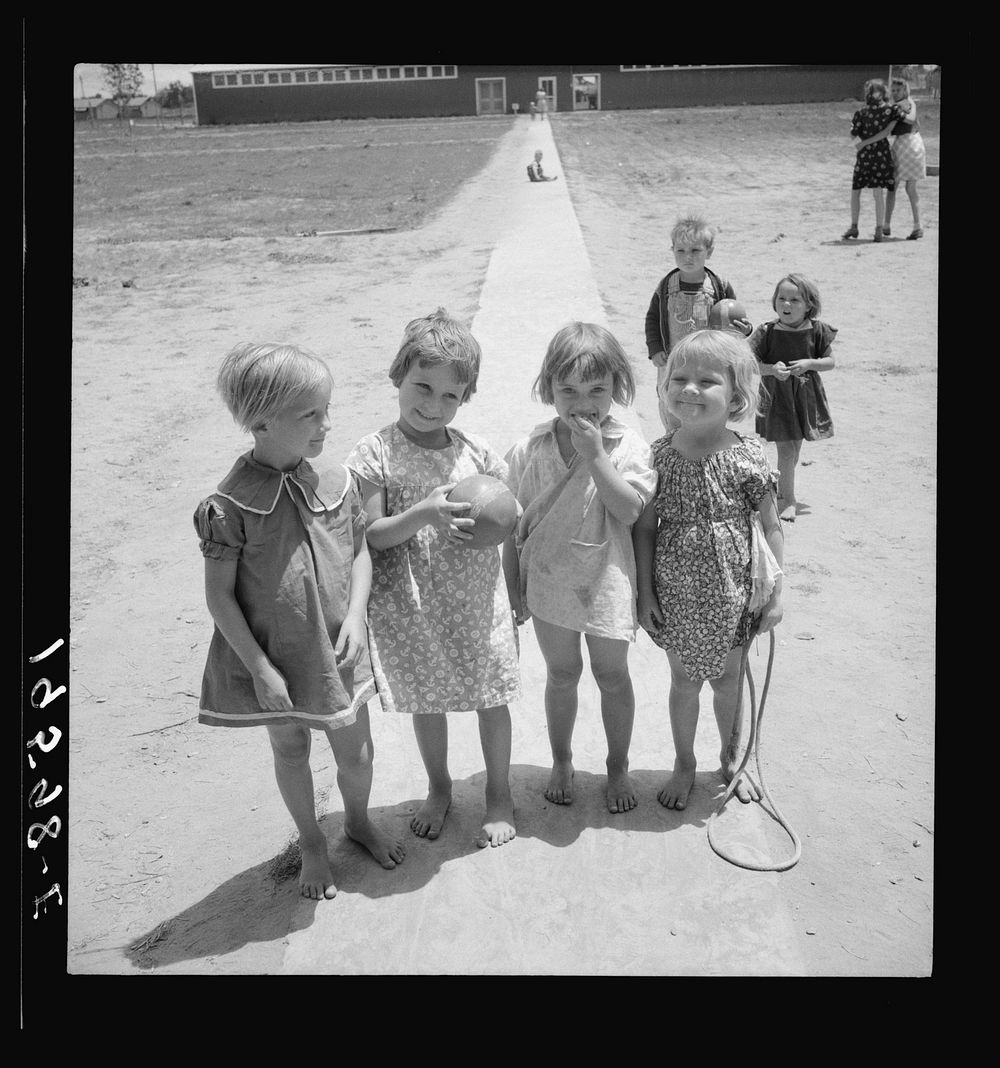 Tulare County. Farm Security Administration (FSA) camp for migrant agricultural workers. Children who attend nursery school.…