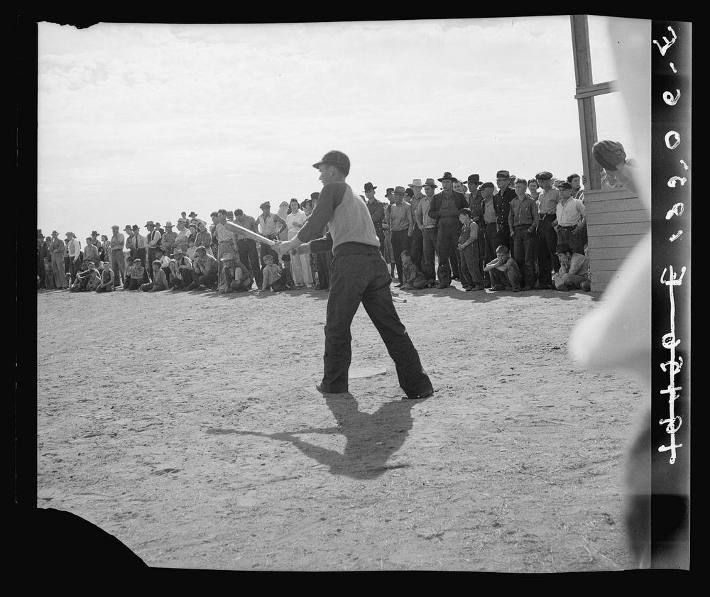 Ball game. Shafter migrant camp. California. Sourced from the Library of Congress.