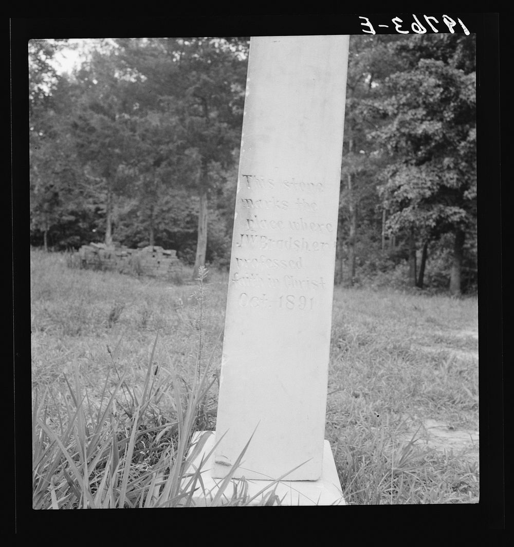 Monument in churchyard of  Baptist church. Person County, North Carolina. Sourced from the Library of Congress.