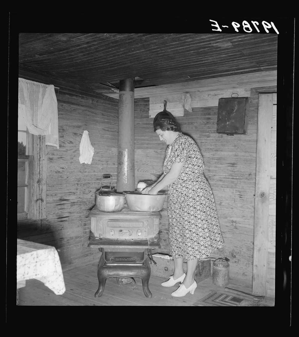 Corner of kitchen in tobacco sharecropper's home. Person County, North Carolina. Sourced from the Library of Congress.