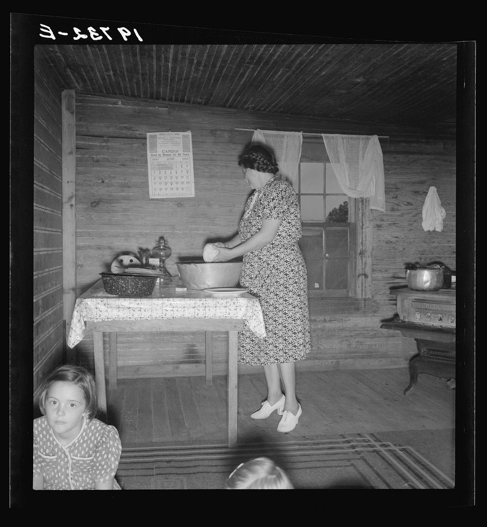 [Untitled photo, possibly related to: Wife of tobacco sharecropper in kitchen of home. Person County, North Carolina].…