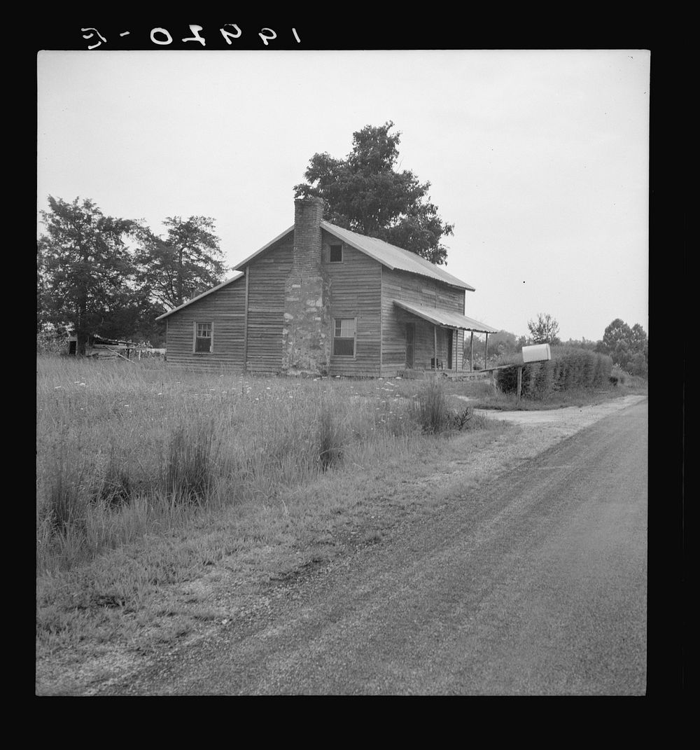 Tobacco sharecropper's house. White family. Rural rehabilitation clients.  Whitfield family. Near Gordonton, North Carolina.…