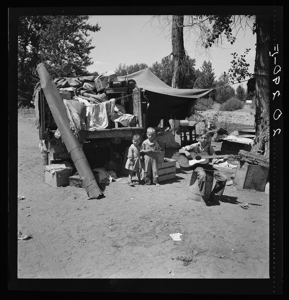 [Untitled photo, possibly related to: Migratory children living in "Rambler's Park." They have lived on the road for three…
