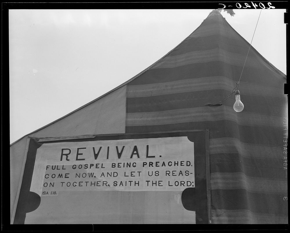 Washington, Yakima. Sumac Park. Revival meetings are held in Yakima shacktown. Sourced from the Library of Congress.