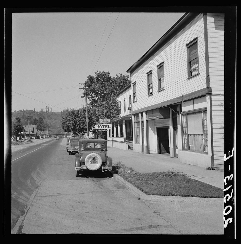 Western Washington, Thurston county, Tenino. Leaving town on U.S. 99.. Sourced from the Library of Congress.