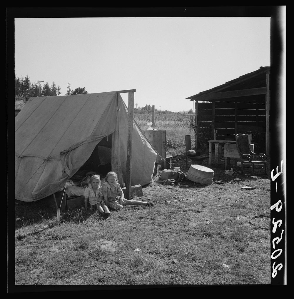Untitled photo, possibly related to: Bean pickers' camp in grower's yard. No running water. Marion County, near West…