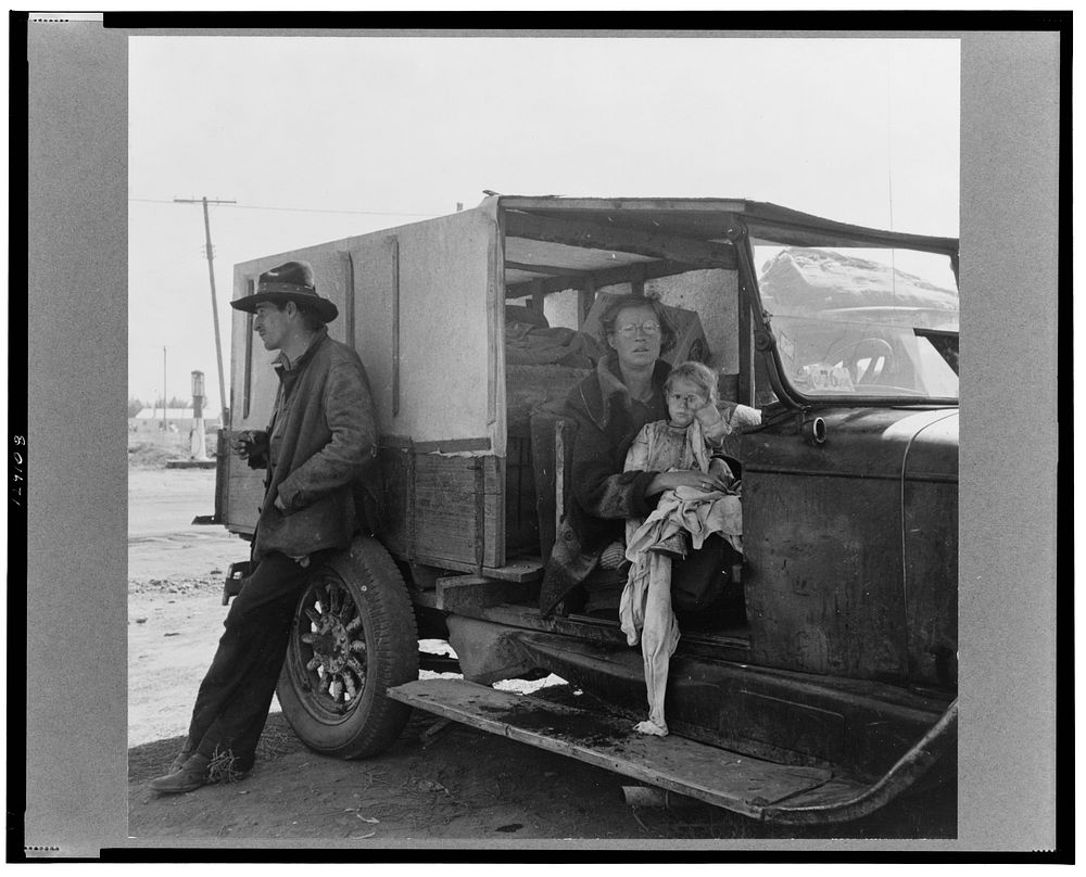 Family, one month from South Dakota, now on the road in California. Tulelake, Siskiyou County, California. See general…