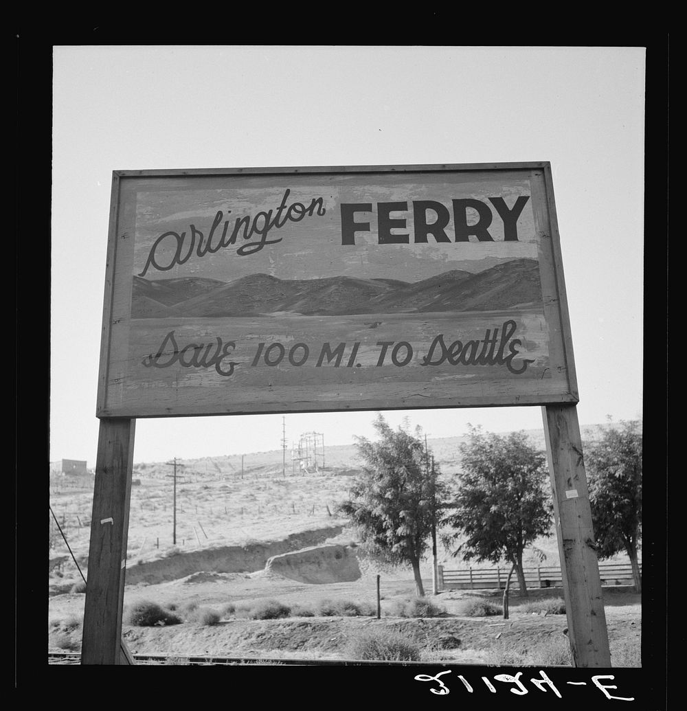 [Untitled photo, possibly related to: On transportation outskirts of small Oregon town on the Columbia River. Arlington…