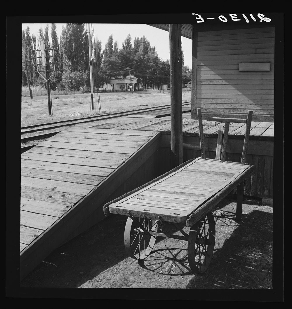 Detail of old railroad station. Small farming town, population 108. Irrigon, Oregon. Sourced from the Library of Congress.