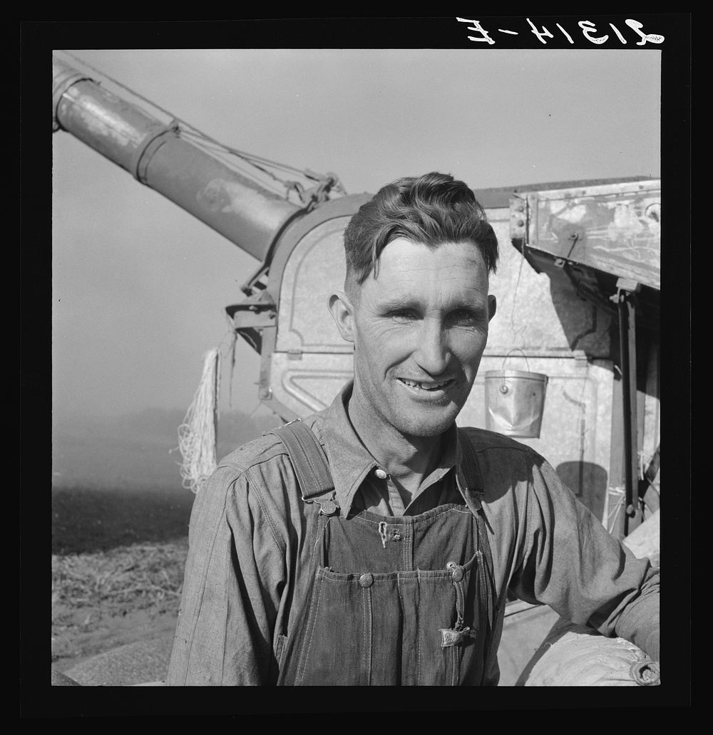 Laborer from Missouri on threshing crew. Near Ontario, Malheur County, Oregon. Sourced from the Library of Congress.