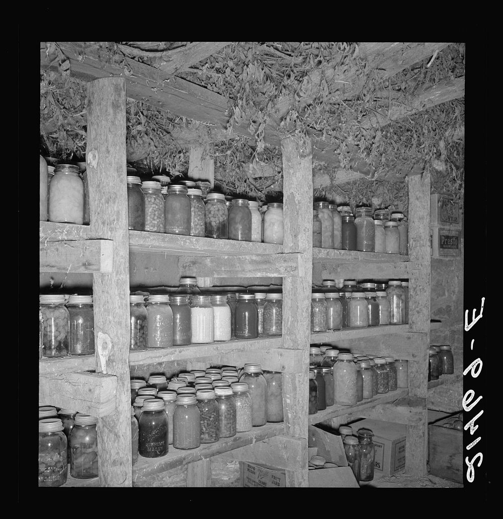 Mrs. Wardlow has 500 quarts of food in her dugout cellar. Dead Ox Flat, Malheur County, Oregon. Sourced from the Library of…