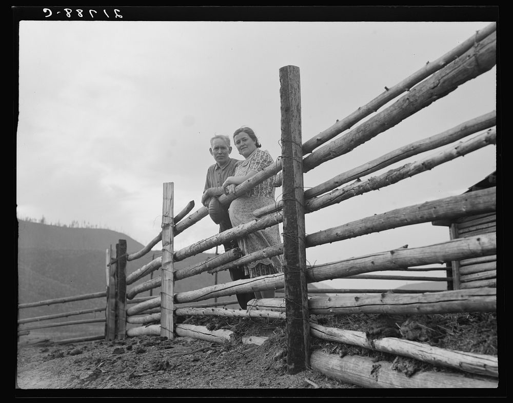 Stump rancher and wife. They and their seven children are making a new start on cut-over land. Priest River Penninsula…