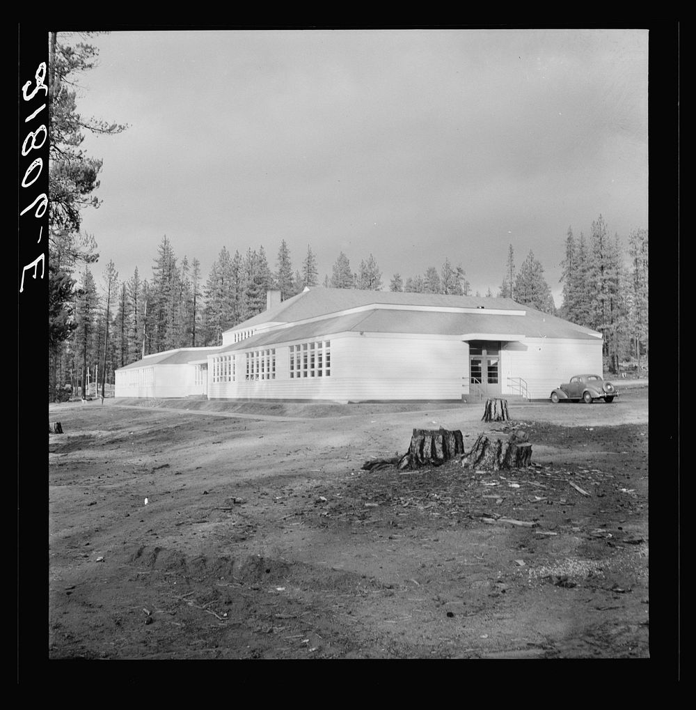 School in model company lumber town. Gilchrist, Oregon. See general caption 76. Sourced from the Library of Congress.