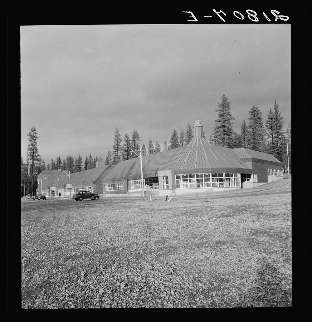 Stores and community center in model lumber company town, Gilchrist, Oregon. See general caption 76. Sourced from the…