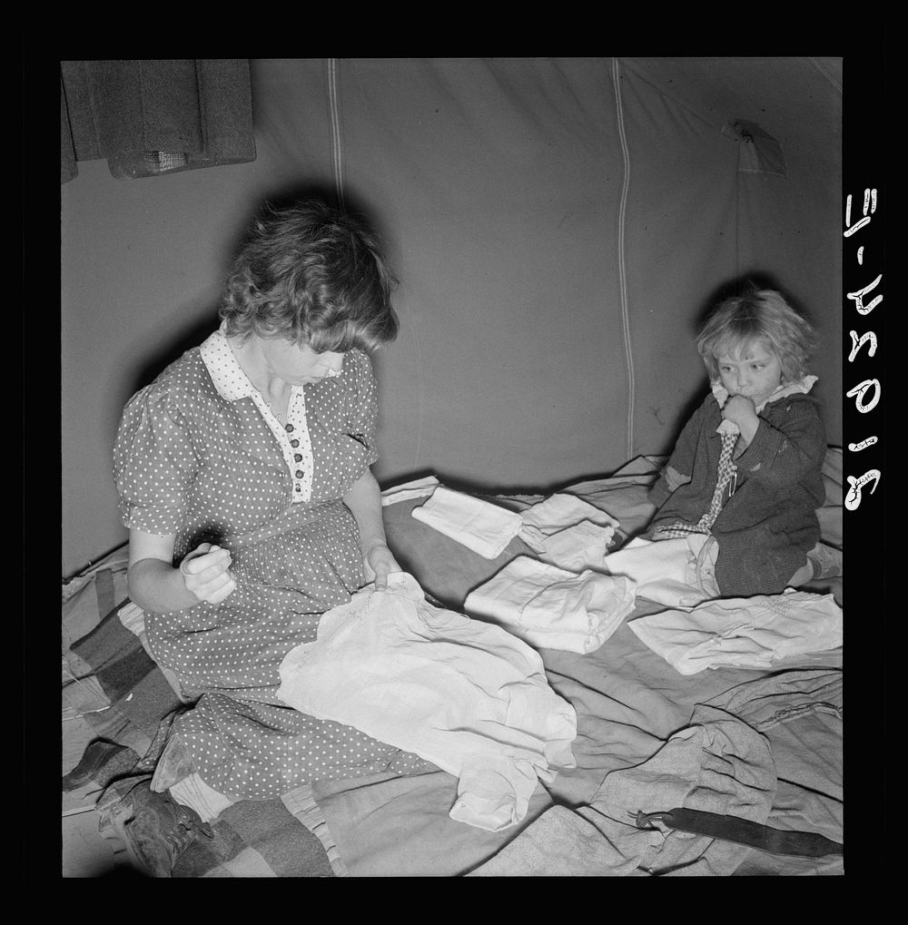 Baby clothes. Merrill, Klamath County, Oregon. In FSA (Farm Security Administration) mobile camp unit. Sourced from the…