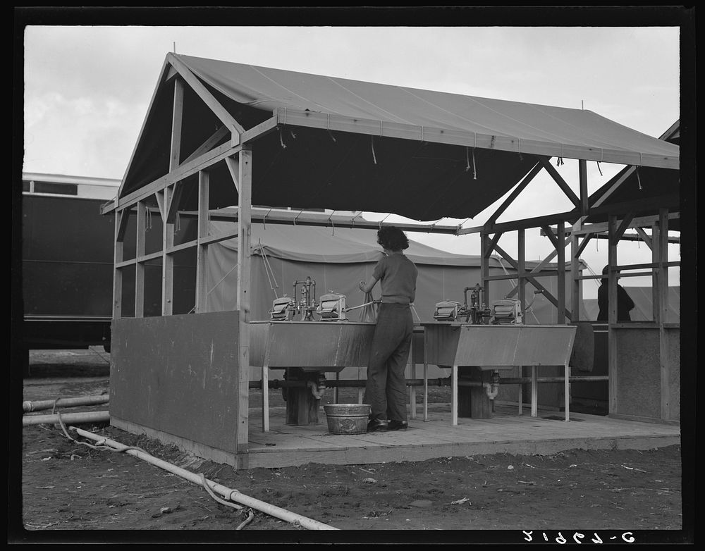 The laundry unit. FSA (Farm Security Administration) mobile camp. Merrill, Klamath County, Oregon. Sourced from the Library…