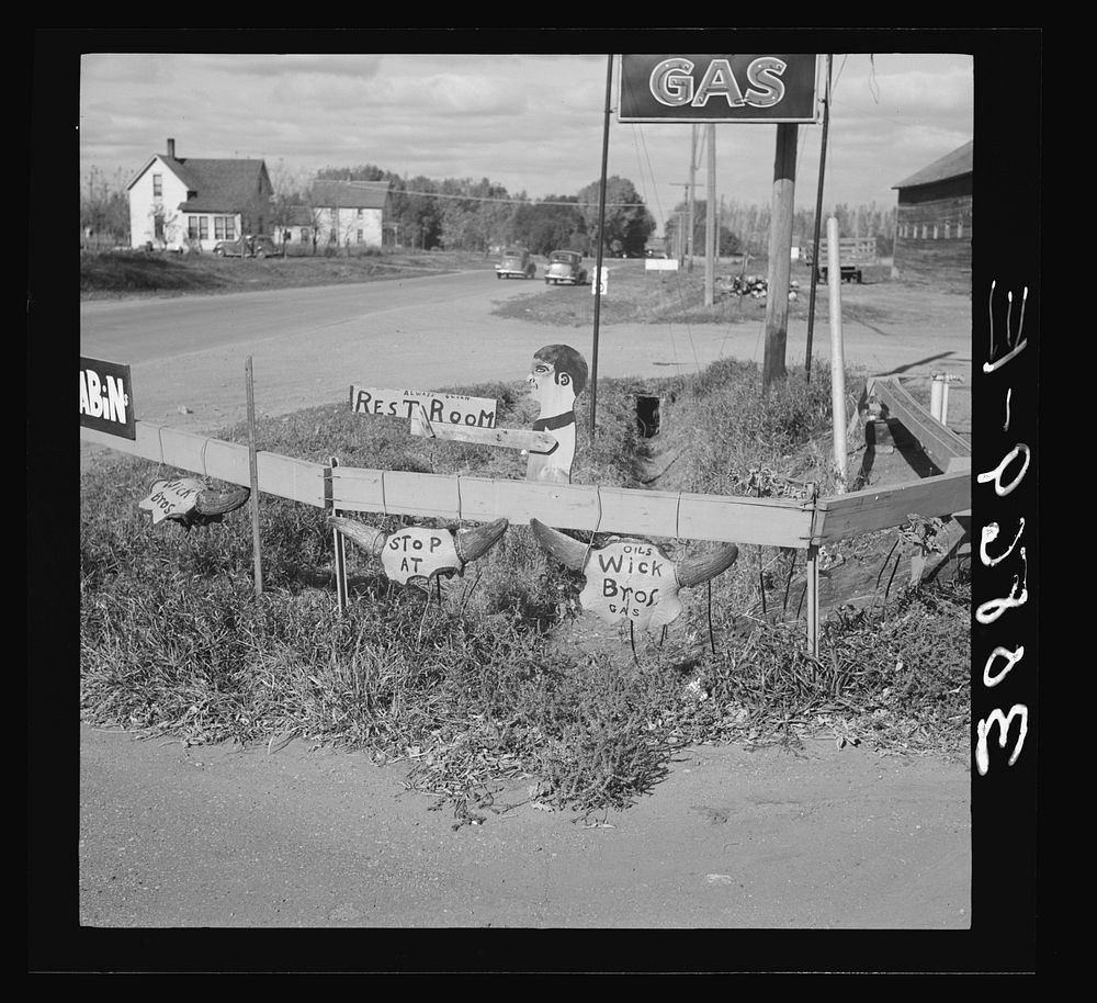 Signs service station. Larimore, North Free Photo rawpixel