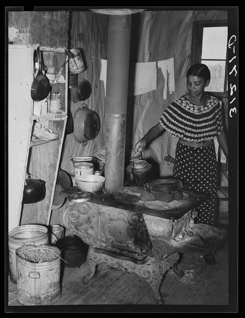 New Madrid County, Missouri. Kitchen of sharecropper's house by Russell Lee