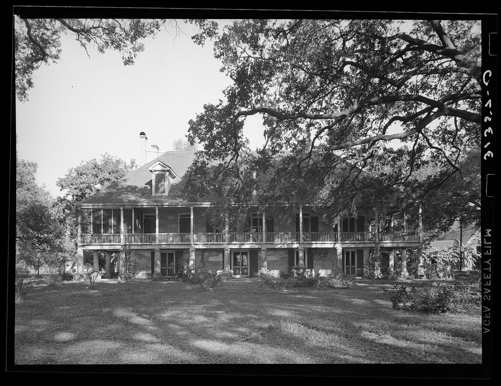 [Untitled photo, possibly related to: Balcony and verandah of old plantation house near New Orleans, Louisiana] by Russell…