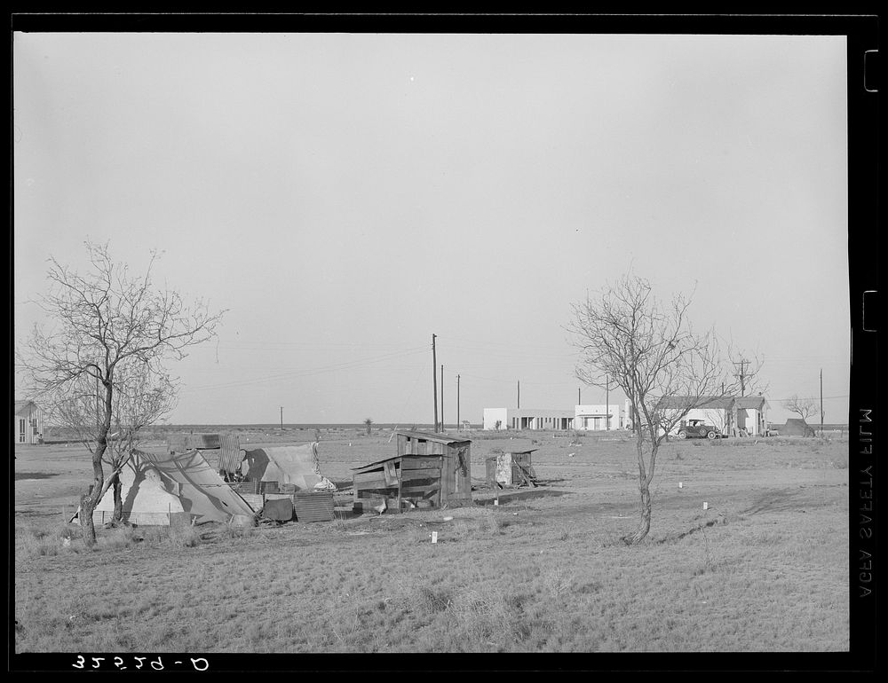 [Untitled photo, possibly related to: Camp of Mexican laborers working in and around El Indio, Texas. El Indio is a real…
