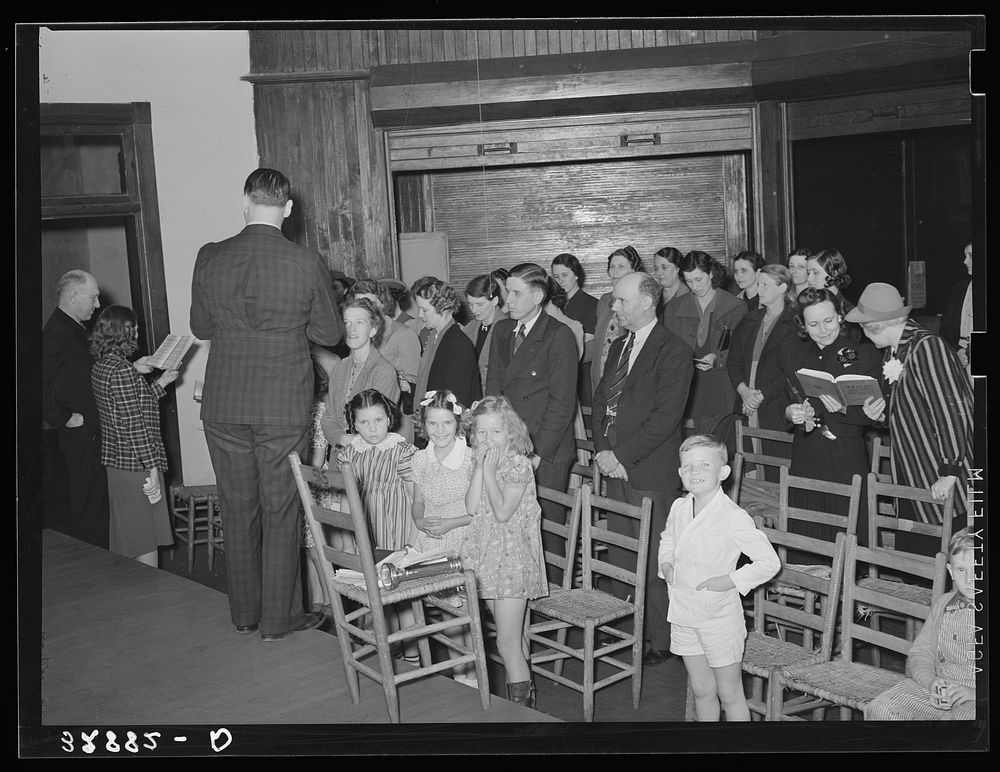 [Untitled photo, possibly related to: Meeting of Parent Teachers Association in grade school. San Augustine, Texas] by…