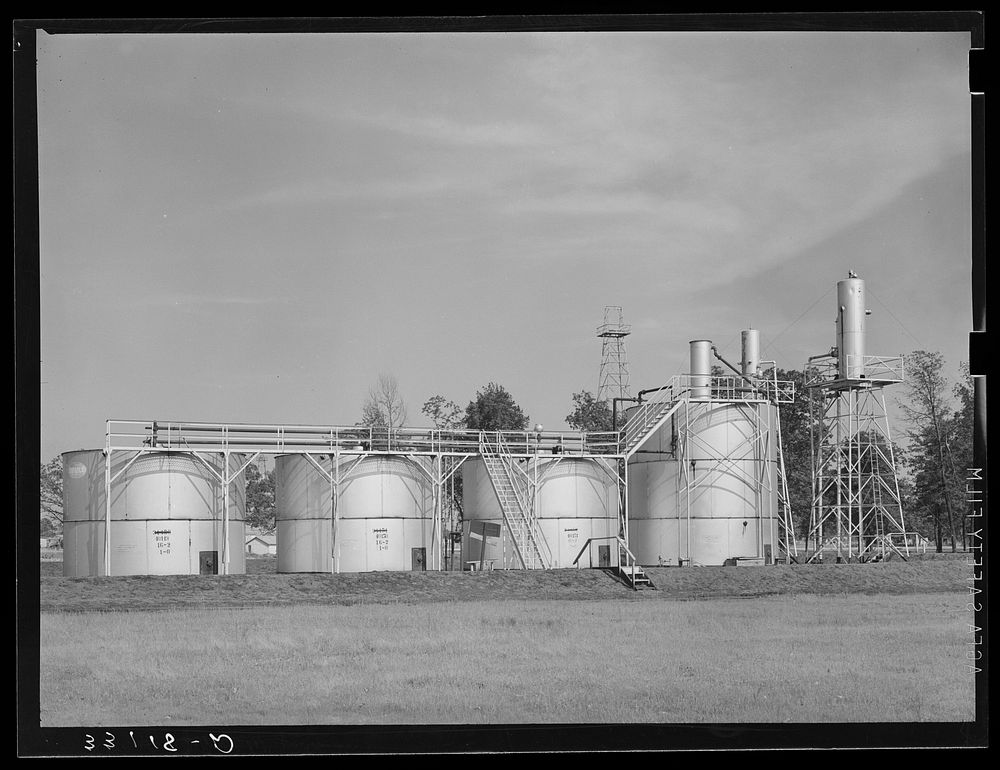 Oil storage tanks out of Kilgore, Texas by Russell Lee