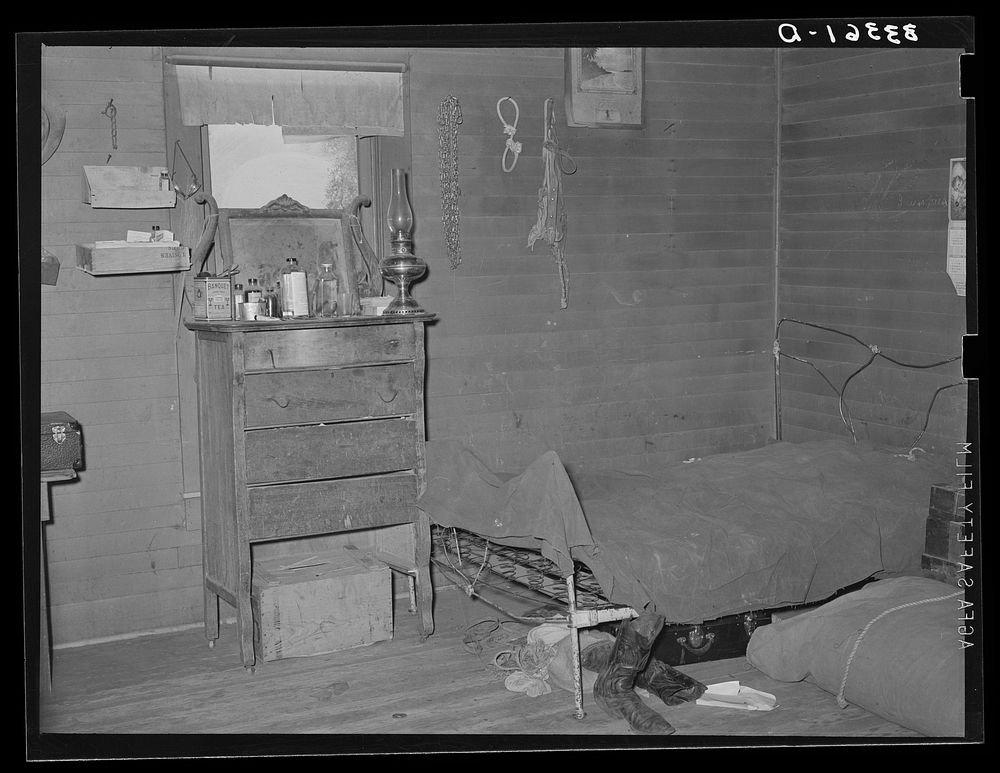 Interior of bunkhouse on SMS Ranch near Spur, Texas by Russell Lee