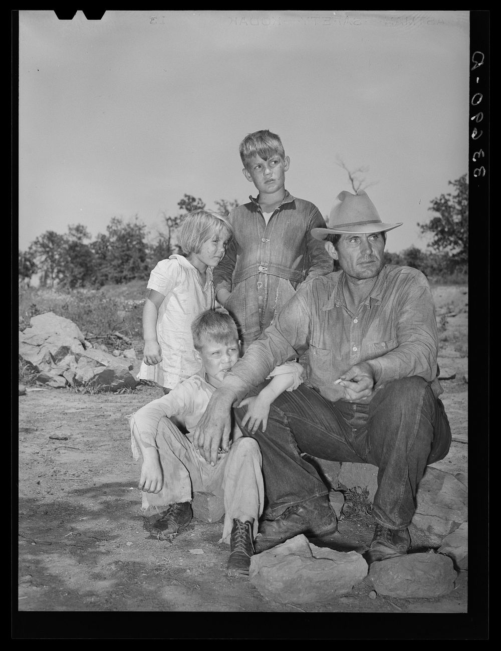 Father and his children living near Sallisaw, Oklahoma by Russell Lee