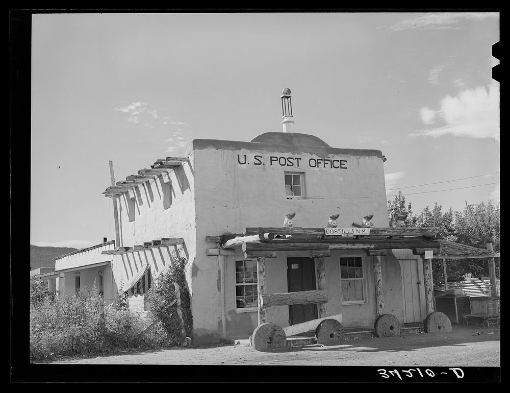 Post office. Costilla, New Mexico by Russell Lee