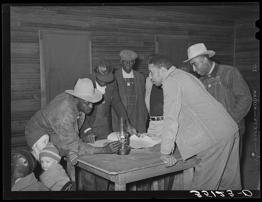 Conference of officials of local chapter of UCAPAWA (United Cannery, Agricutural, Packing, and Allied Workers) of America in…