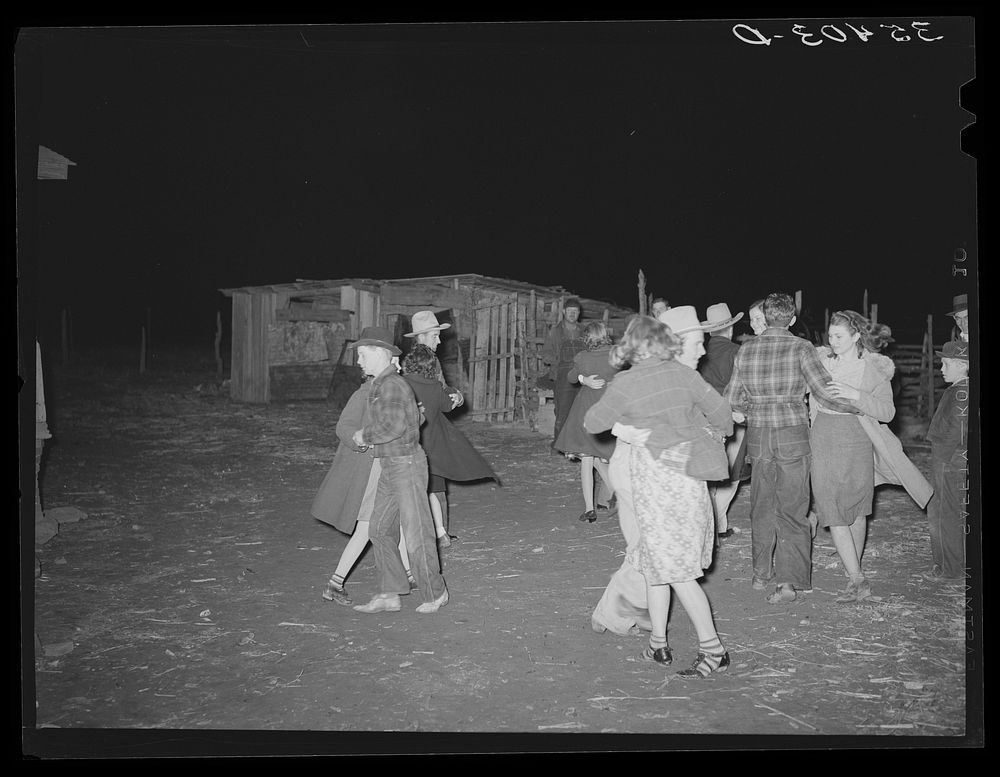 Swing game at play party in McIntosh County, Oklahoma. See general caption number 26 by Russell Lee