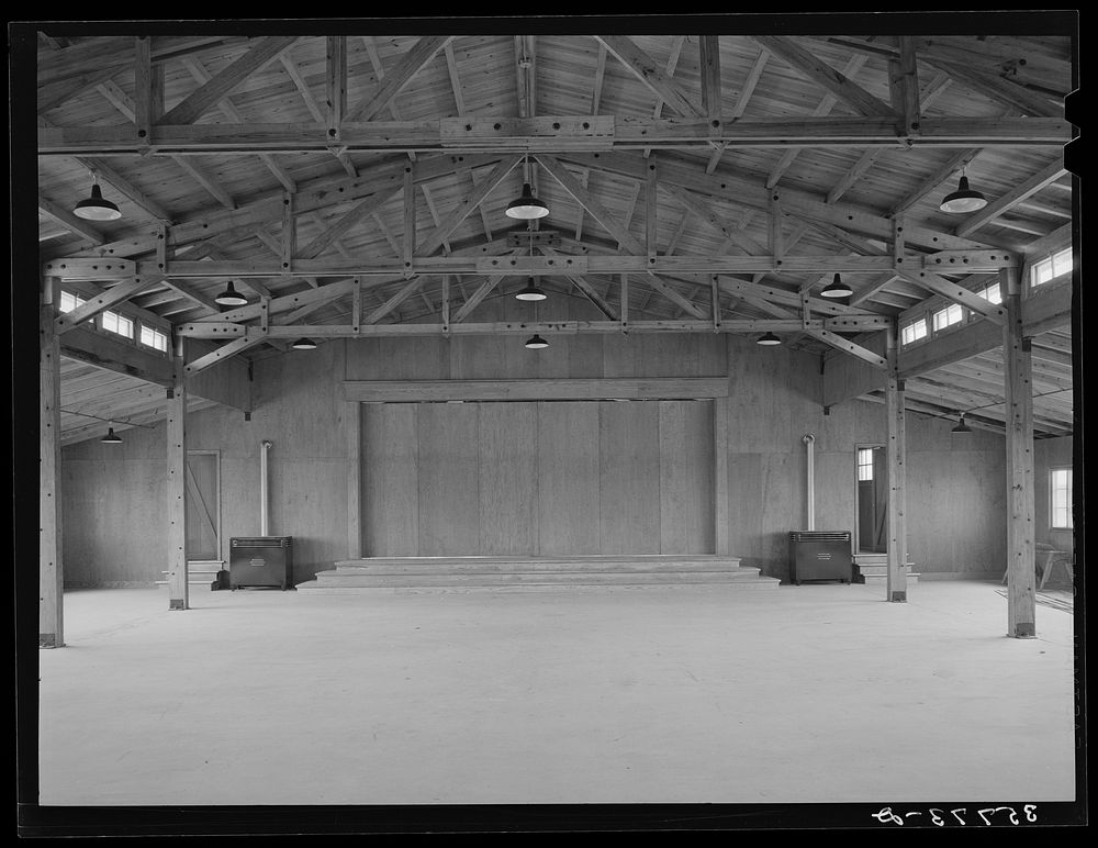 Interior of community building at the migratory labor camp. Sinton, Texas by Russell Lee