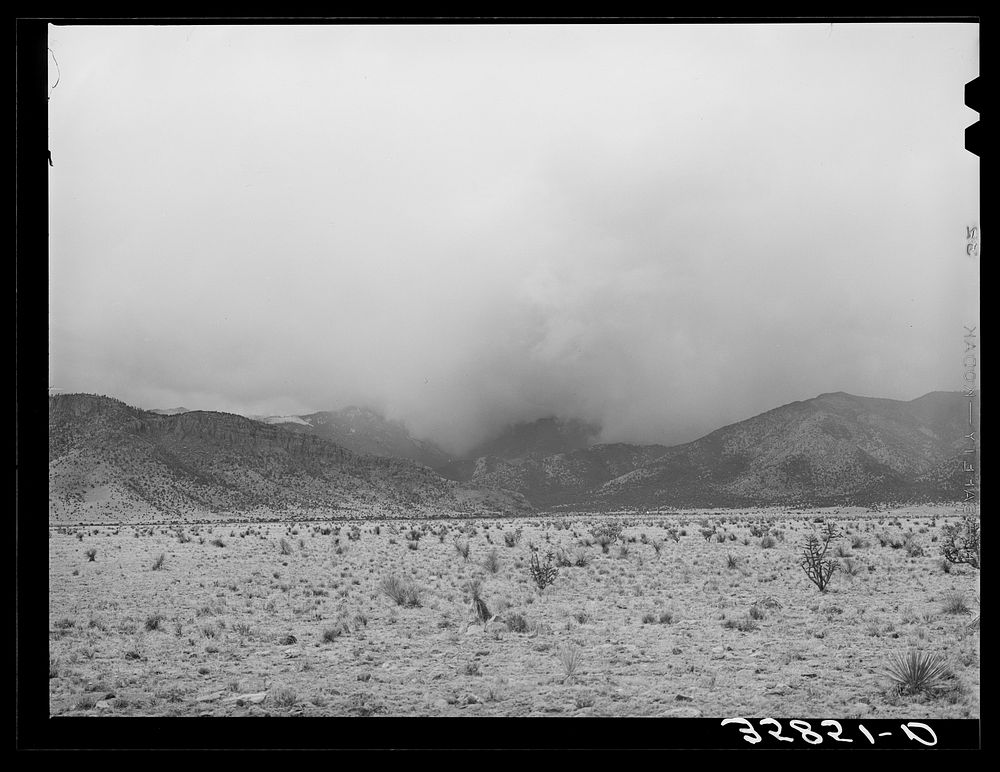 Snowstorm over the mountains in Socorro County, New Mexico. Snow in the mountains is an important source of water for the…
