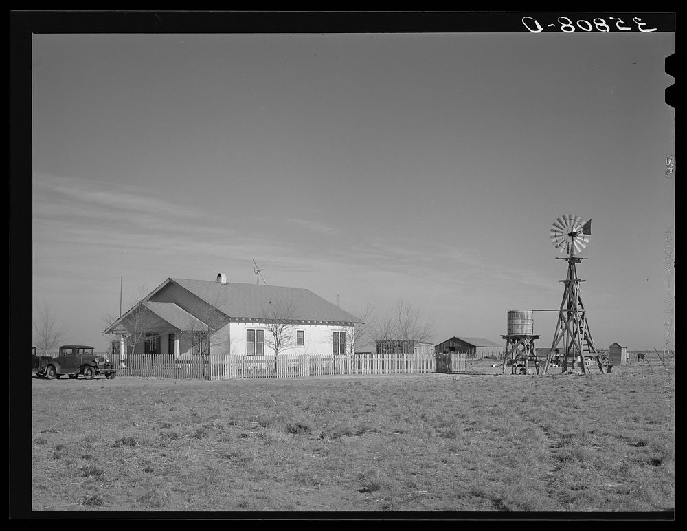 Farmstead in the high plains. Dawson County, Texas by Russell Lee