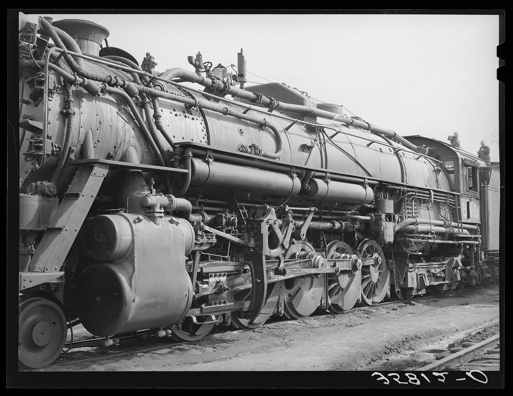 Detail of passenger locomotive while in the yard at Big Spring, Texas by Russell Lee