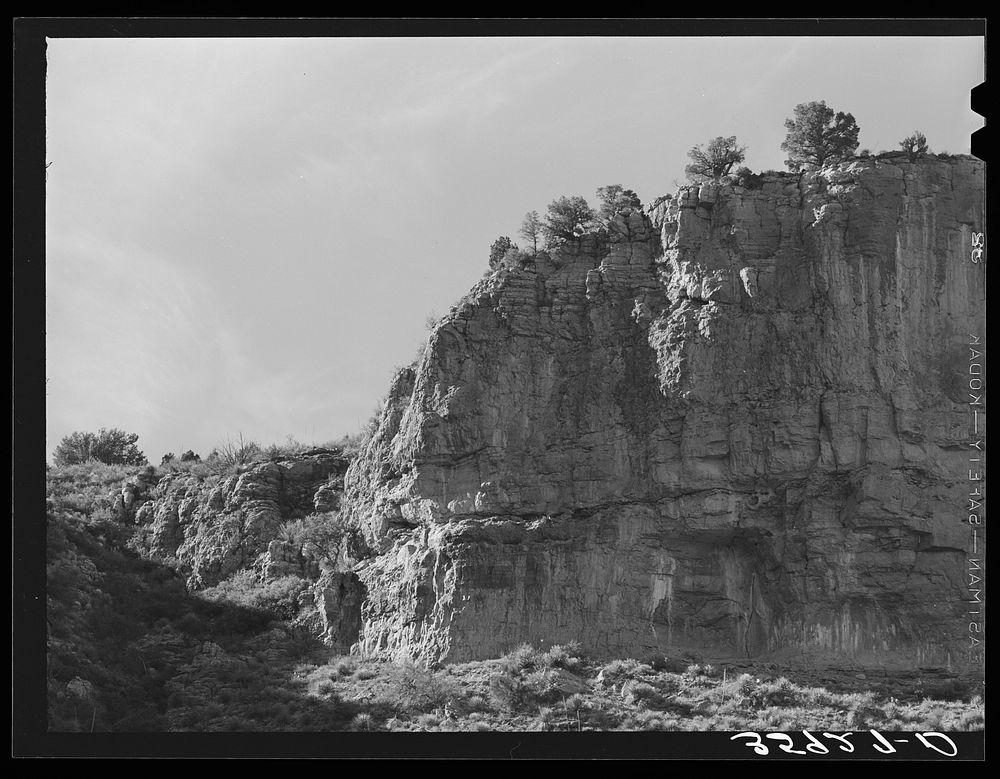 Rock cliffs at Beckers Butte. Gila County, Arizona by Russell Lee