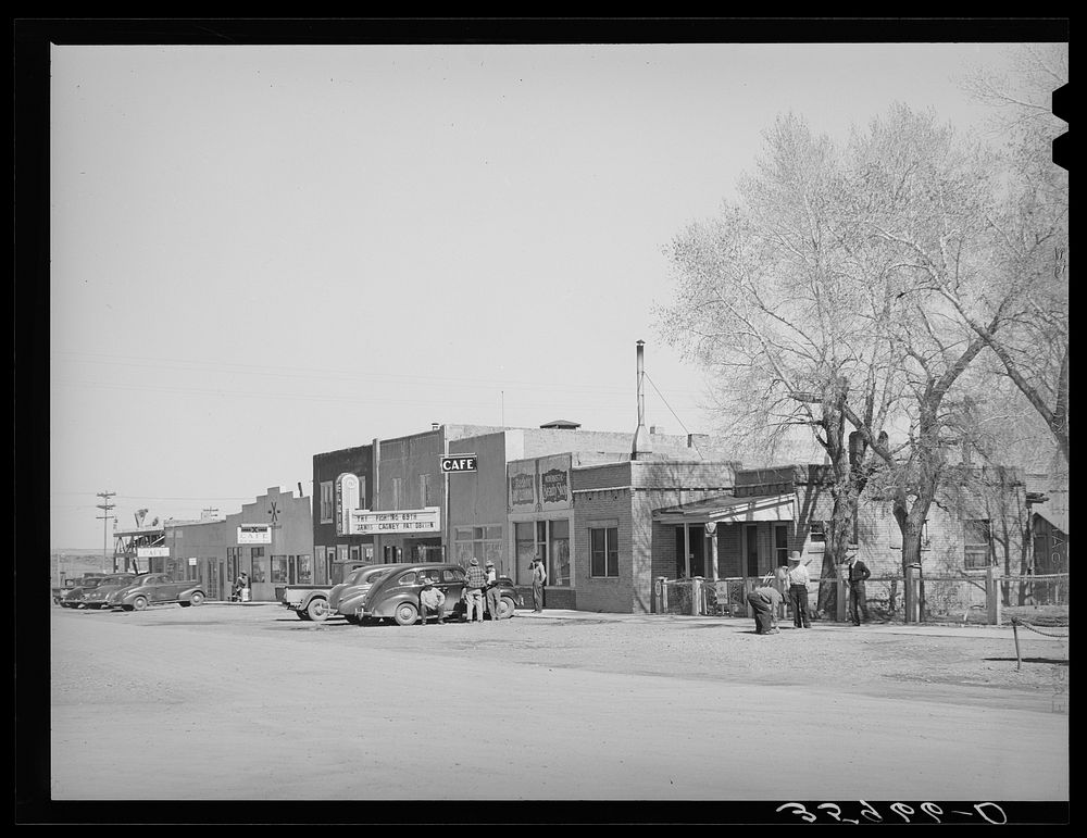 Main street in Springerville, Arizona. Springerville is the center of good ranching area where flood irrigation is used to…
